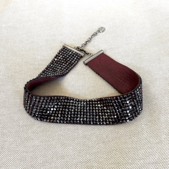 Swarovski Burgundy Crystal Choker Necklace in silver setting. Like new, no box. - Picture 3 of 8